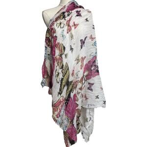 Womens Butterfly Scarf Feminine Pink Fairy Lightweight